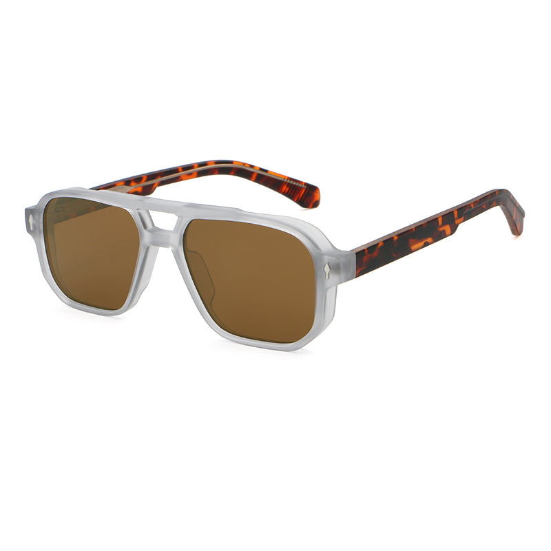 Oversized Square Double-Bridge Sunglasses | Rivet-Detail Statement Eyewear | 9820