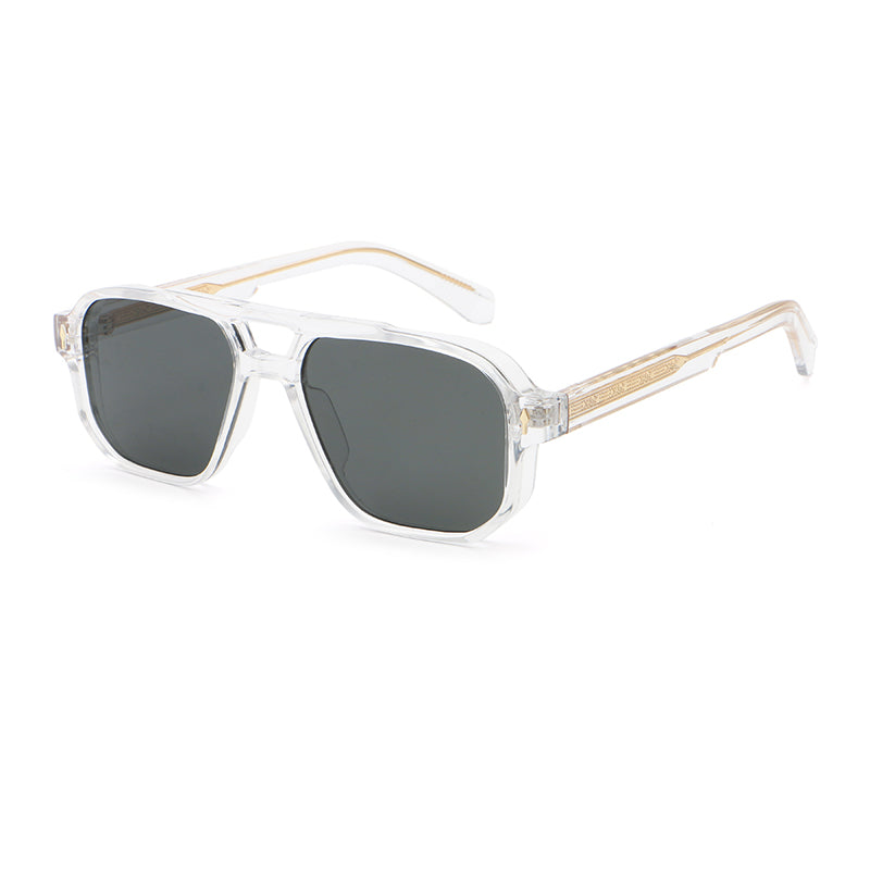 Oversized Square Double-Bridge Sunglasses | Rivet-Detail Statement Eyewear | 9820