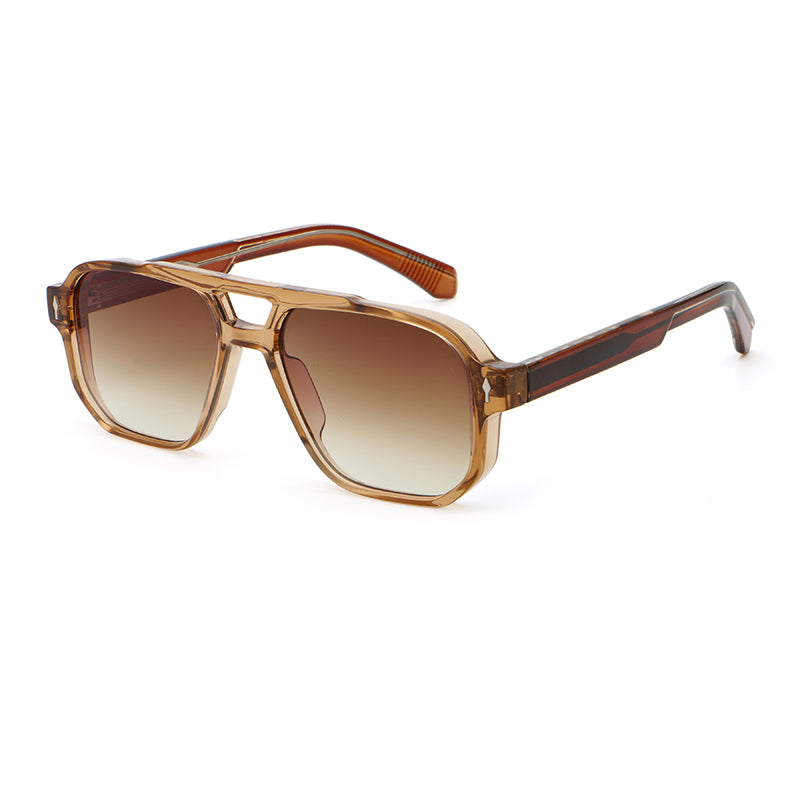 Oversized Square Double-Bridge Sunglasses | Rivet-Detail Statement Eyewear | 9820