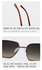 Geometric Frames, Fashion Sunglasses | Wood-Grain Temple for travel and street-style outfits | JD-2A670-2
