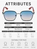 Geometric Frames, Fashion Sunglasses | Wood-Grain Temple for travel and street-style outfits | JD-2A670-2