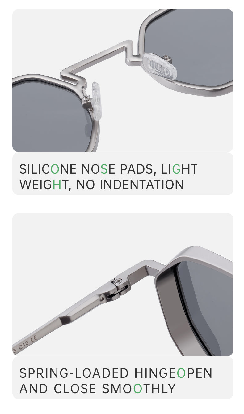 Geometric Frames, Fashion Sunglasses | Spring Hinge for travel and street-style outfits | KSL-98283
