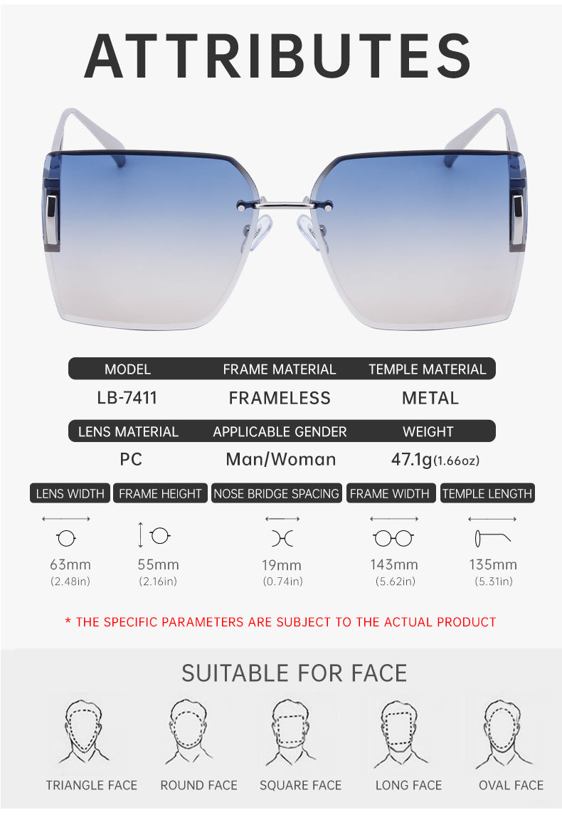 Square Fashion Sunglasses | for Travel, Street Style & Everyday Wear | LB-7411