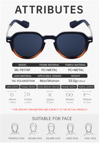 Geometric Polarized Sunglasses for driving, travel and outdoor use | Small Frame | ML-98174P