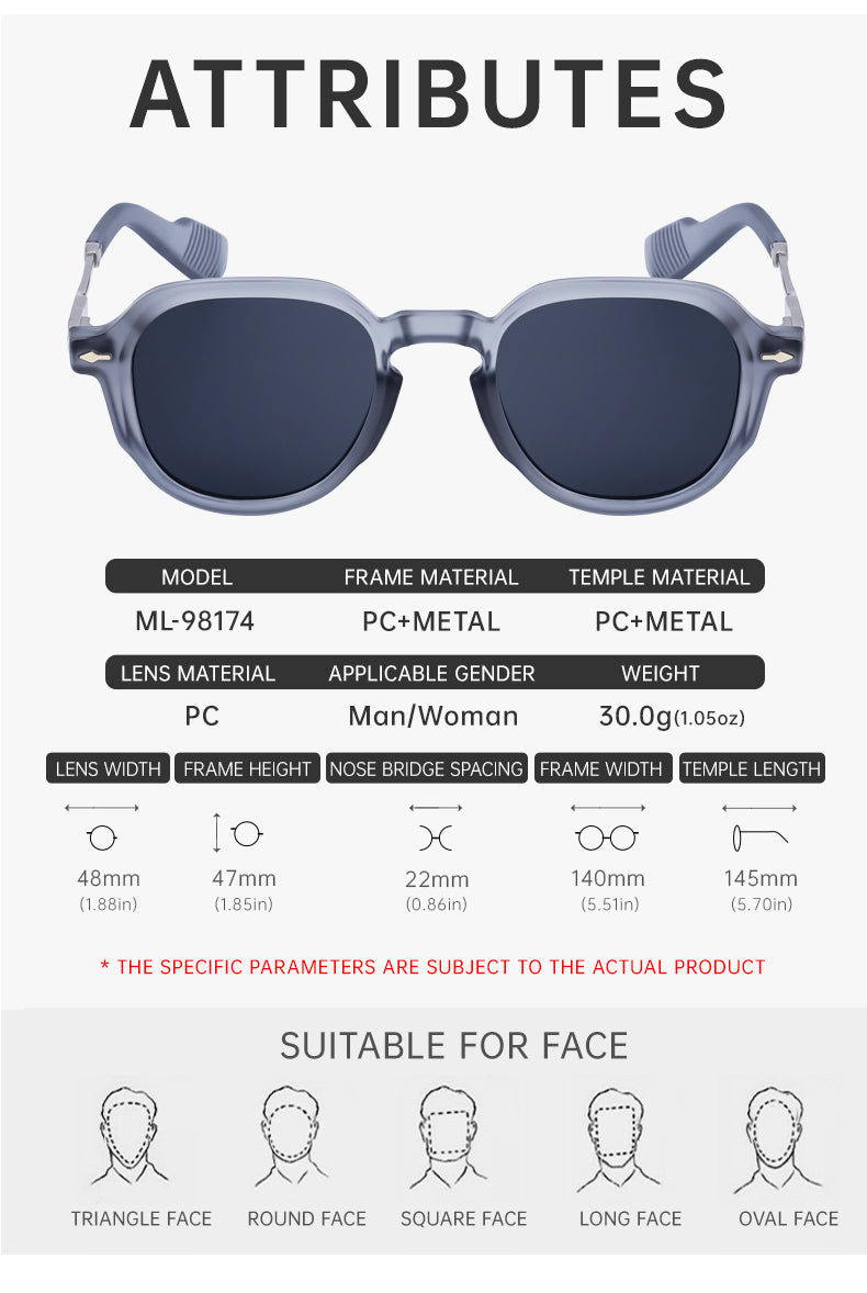 Round Fashion Sunglasses | for Travel, Street Style & Everyday Wear | ML-98174