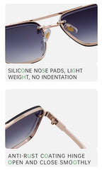 Trend-Forward Square Fashion Sunglasses with Double Bridge + Diamond-Cut Edge | WF-5G122
