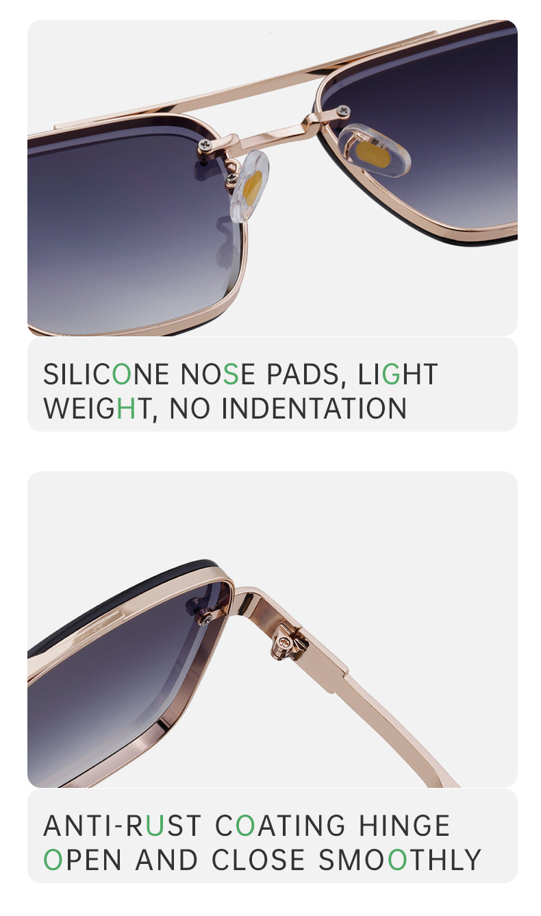Trend-Forward Square Fashion Sunglasses with Double Bridge + Diamond-Cut Edge | WF-5G122