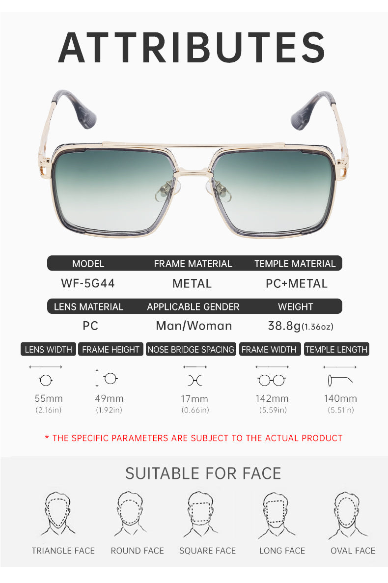 Double Bridge Square Fashion Sunglasses | Made for travel and street-style outfits | WF-5G44