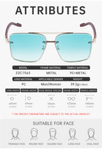 Square Frames, Blue Light Glasses | Double Bridge + Wood-Grain Temple for screen work and daily wear | ZZC-7563