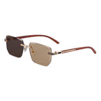 Geometric Photochromic Sunglasses for commuting and changing light | Wood-Grain Temple + Diamond-Cut Edge | ZX-3194