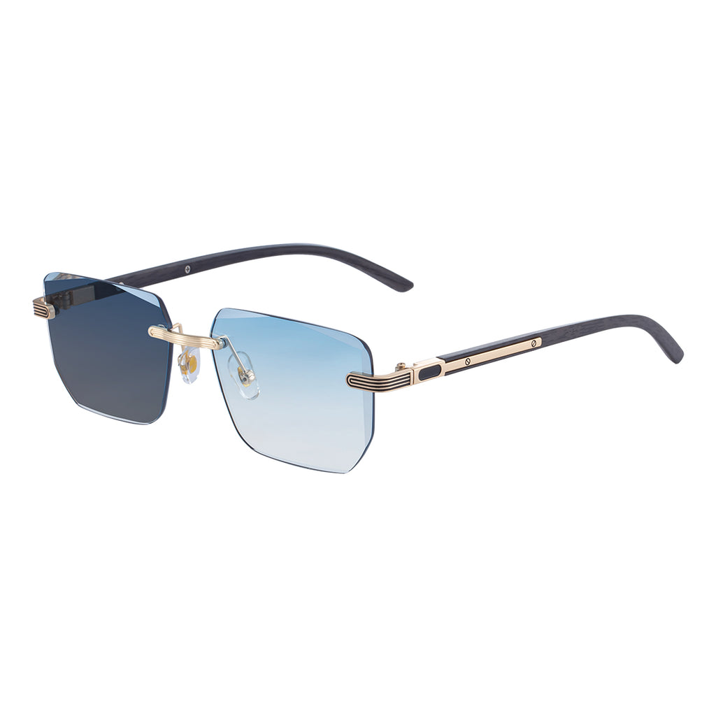 Geometric Photochromic Sunglasses for commuting and changing light | Wood-Grain Temple + Diamond-Cut Edge | ZX-3194