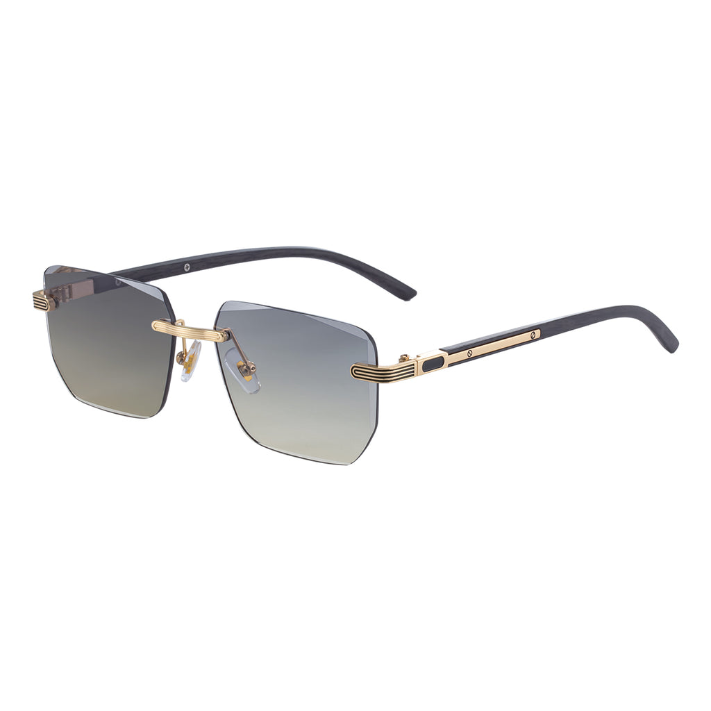Geometric Photochromic Sunglasses for commuting and changing light | Wood-Grain Temple + Diamond-Cut Edge | ZX-3194