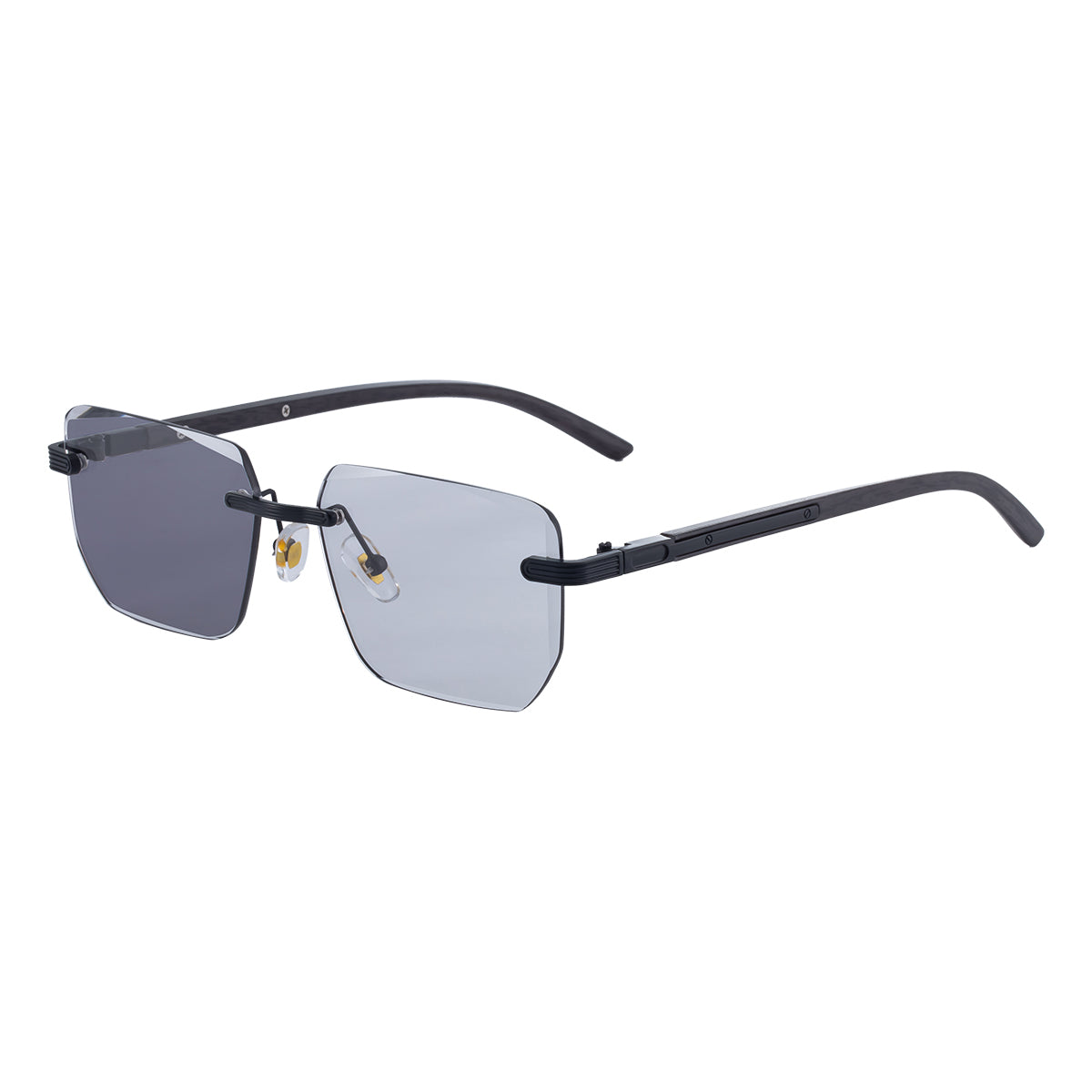 Geometric Photochromic Sunglasses for commuting and changing light | Wood-Grain Temple + Diamond-Cut Edge | ZX-3194