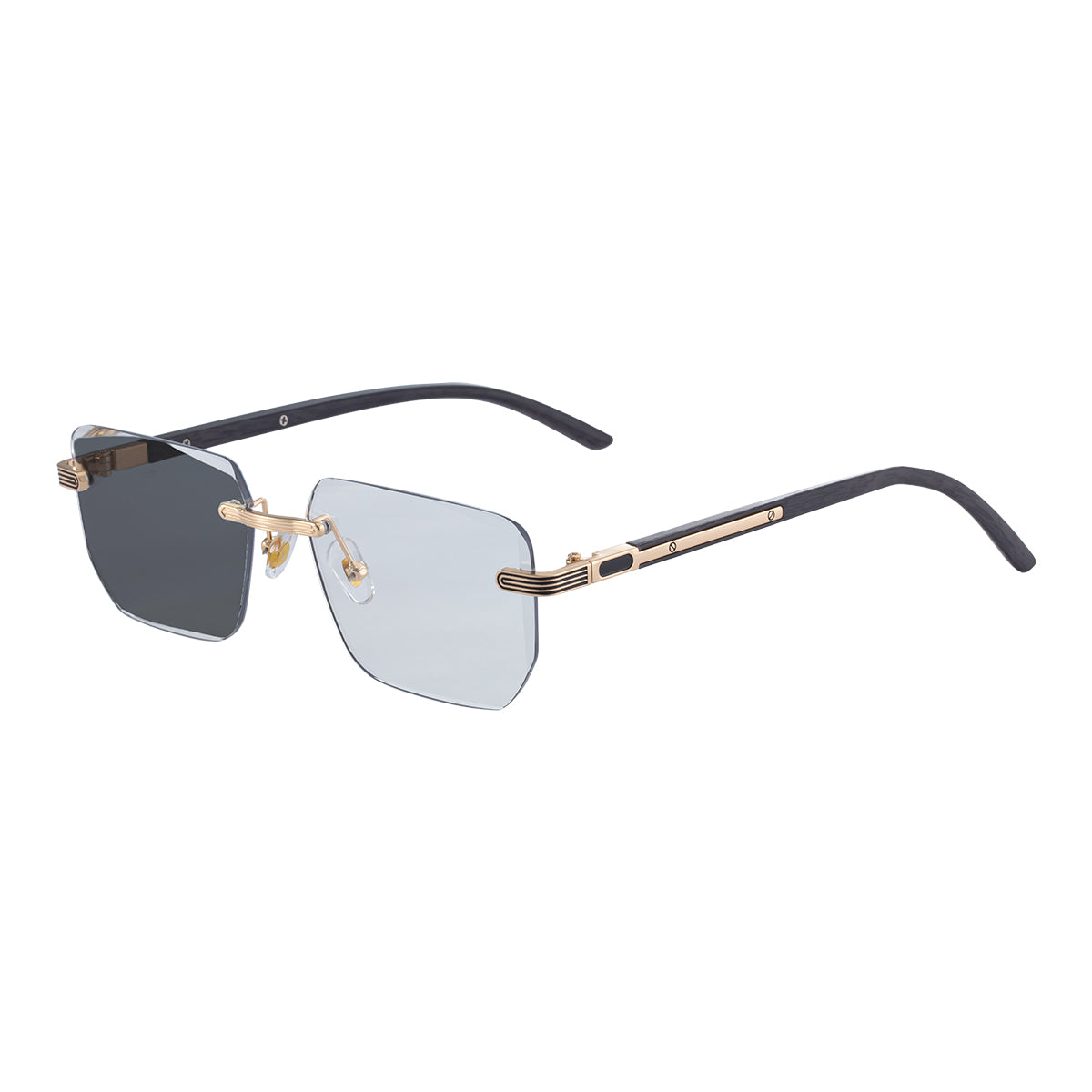 Geometric Photochromic Sunglasses for commuting and changing light | Wood-Grain Temple + Diamond-Cut Edge | ZX-3194