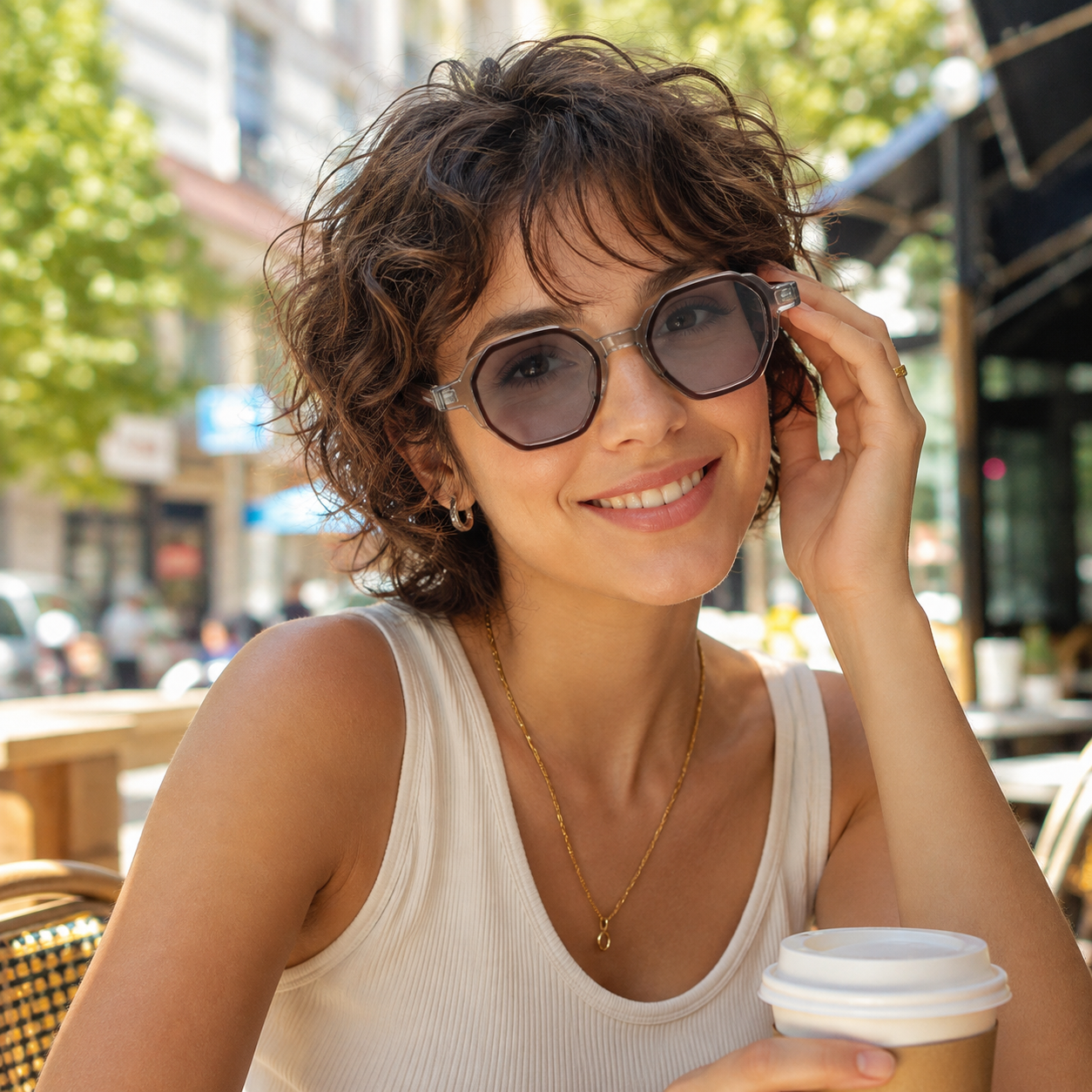 Geometric Round Sunglasses | Layered-Rim Transparent Statement Eyewear | 6262