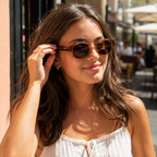Geometric Round Sunglasses | Sculpted-Rim Metal-Accent Statement Eyewear | 9860P