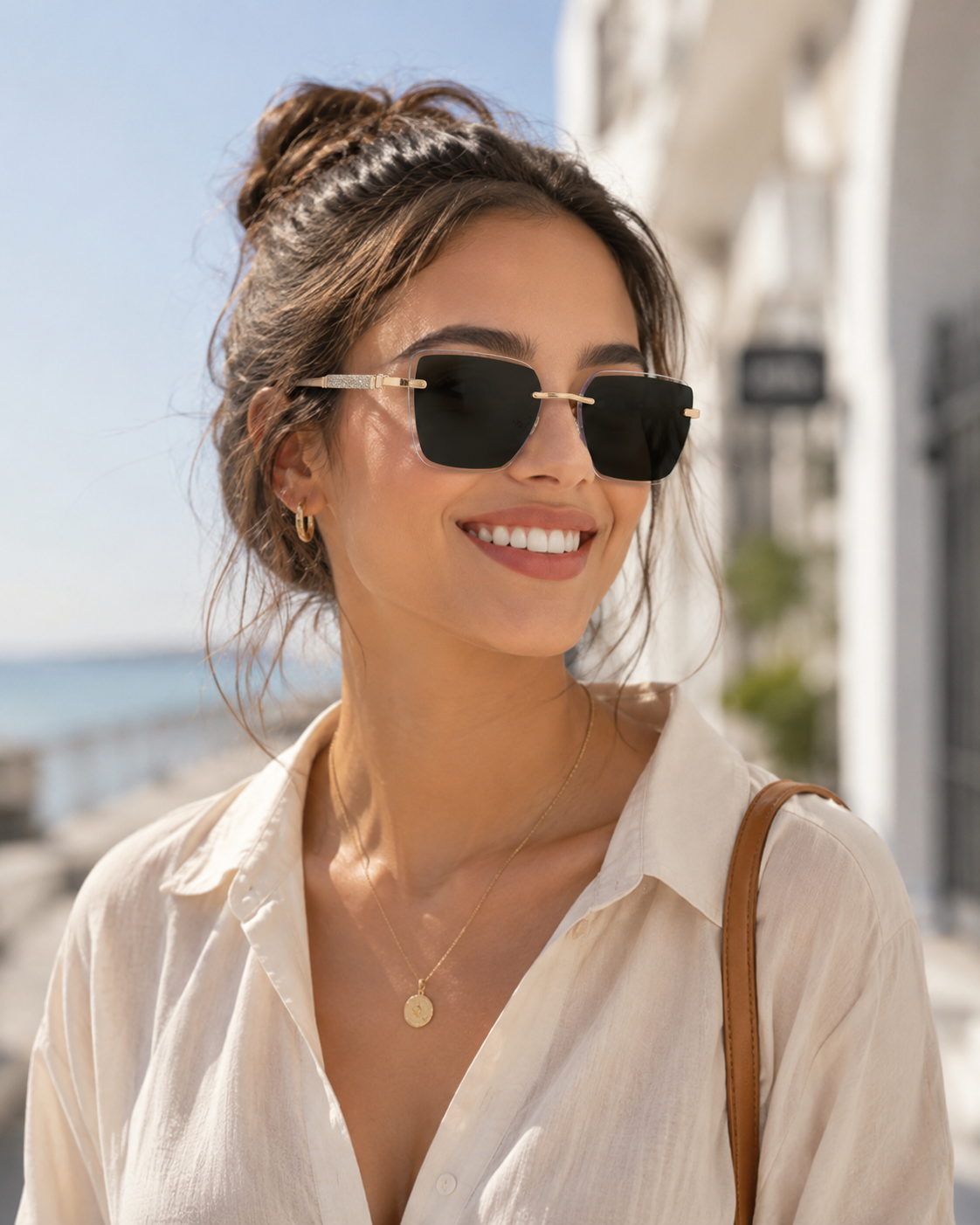 Spring Hinge + Diamond-Cut Edge Geometric Photochromic Sunglasses | Made for commuting and changing light | KJL-95030