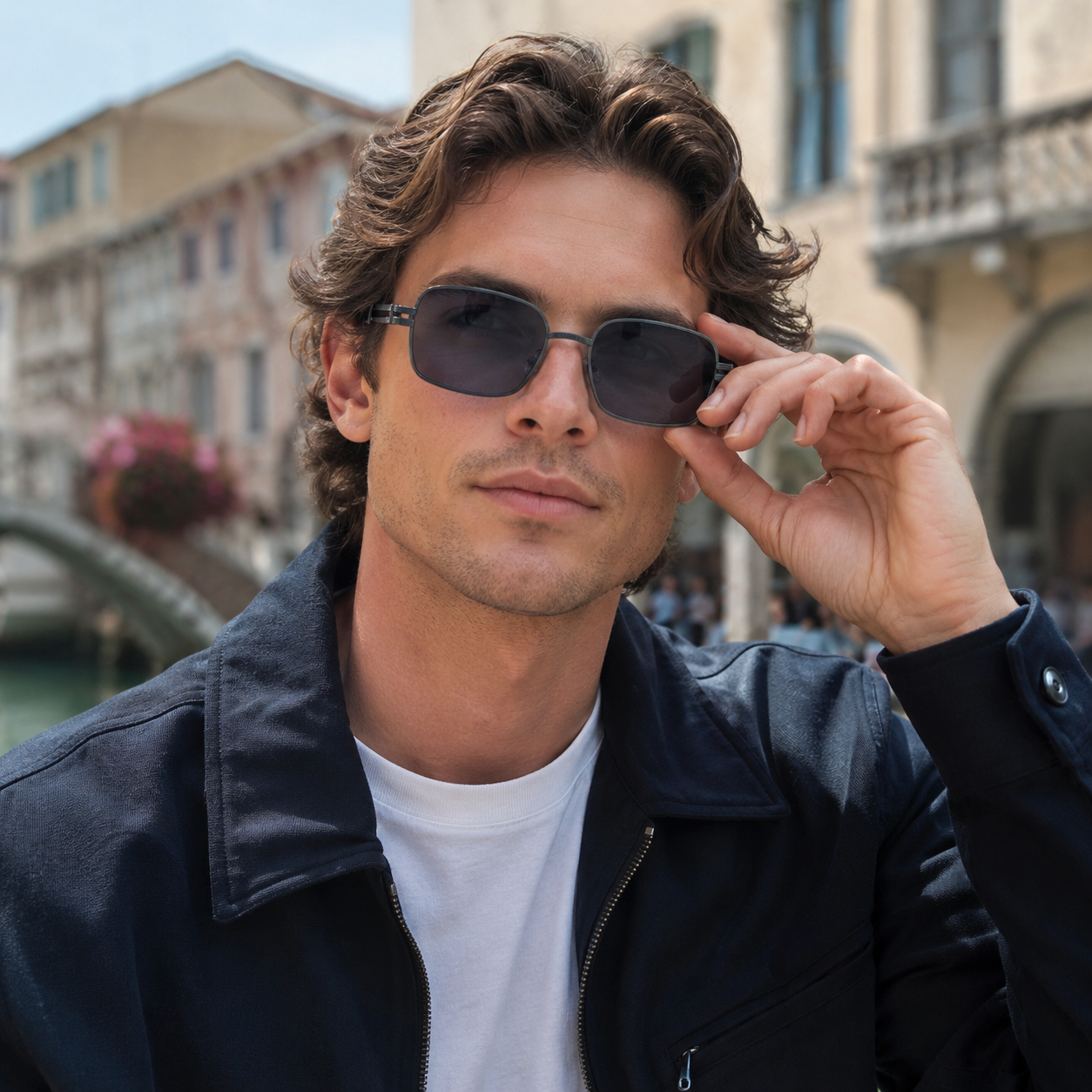 Oversized Square Gradient Sunglasses with Layered Temple Detail | Refined Statement Eyewear | DG-98720