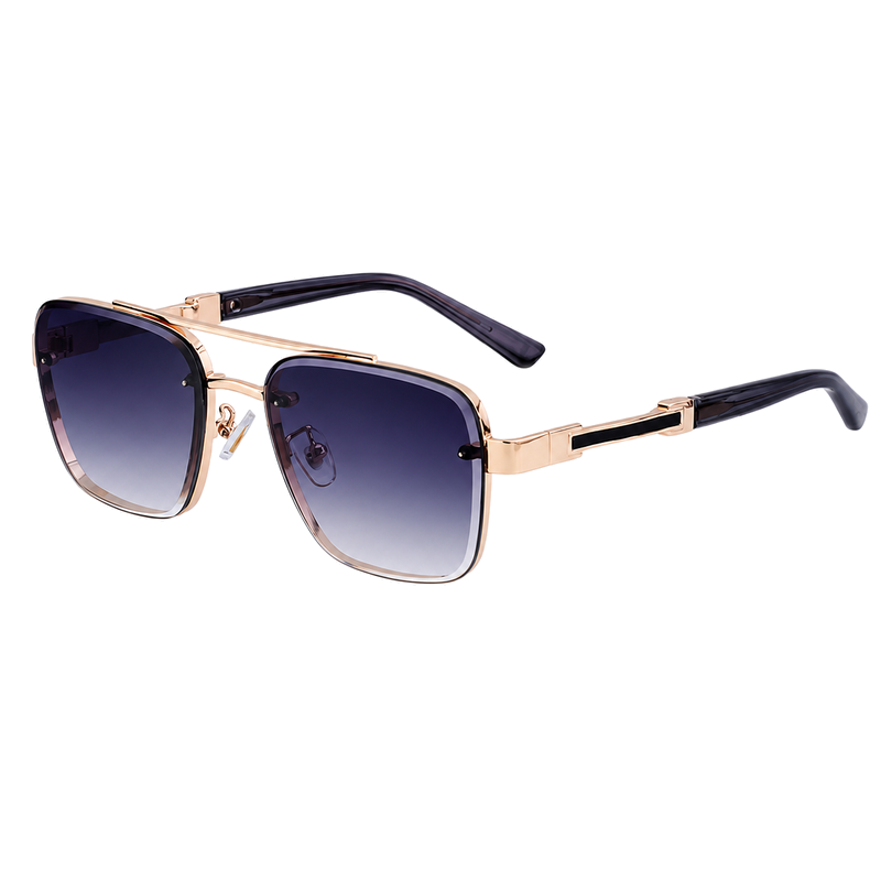 Trend-Forward Square Fashion Sunglasses with Double Bridge + Diamond-Cut Edge | WF-5G122