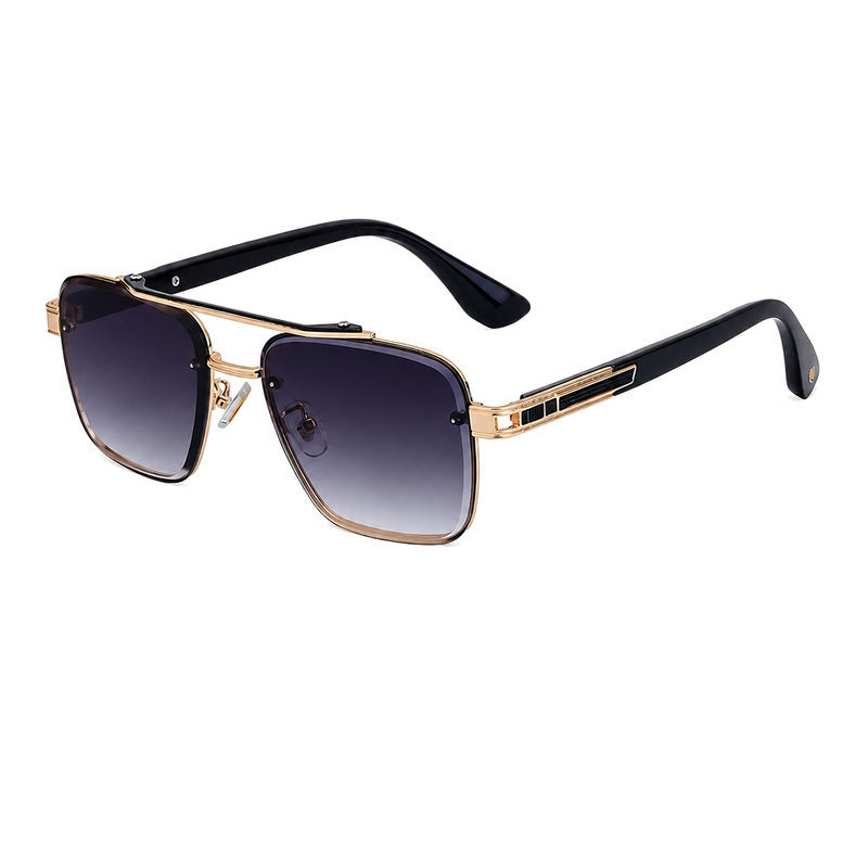 Square Fashion Sunglasses for travel and street-style outfits | Double Bridge + Diamond-Cut Edge | WF-5G77