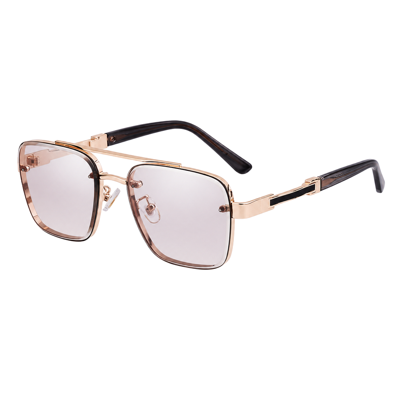 Trend-Forward Square Fashion Sunglasses with Double Bridge + Diamond-Cut Edge | WF-5G122