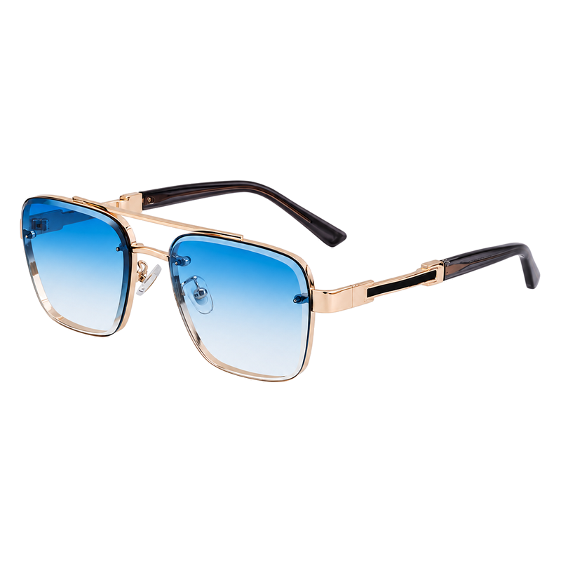 Trend-Forward Square Fashion Sunglasses with Double Bridge + Diamond-Cut Edge | WF-5G122