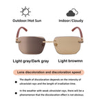Geometric Photochromic Sunglasses for commuting and changing light | Wood-Grain Temple + Diamond-Cut Edge | ZX-3194